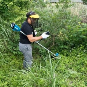 草刈りをしている様子